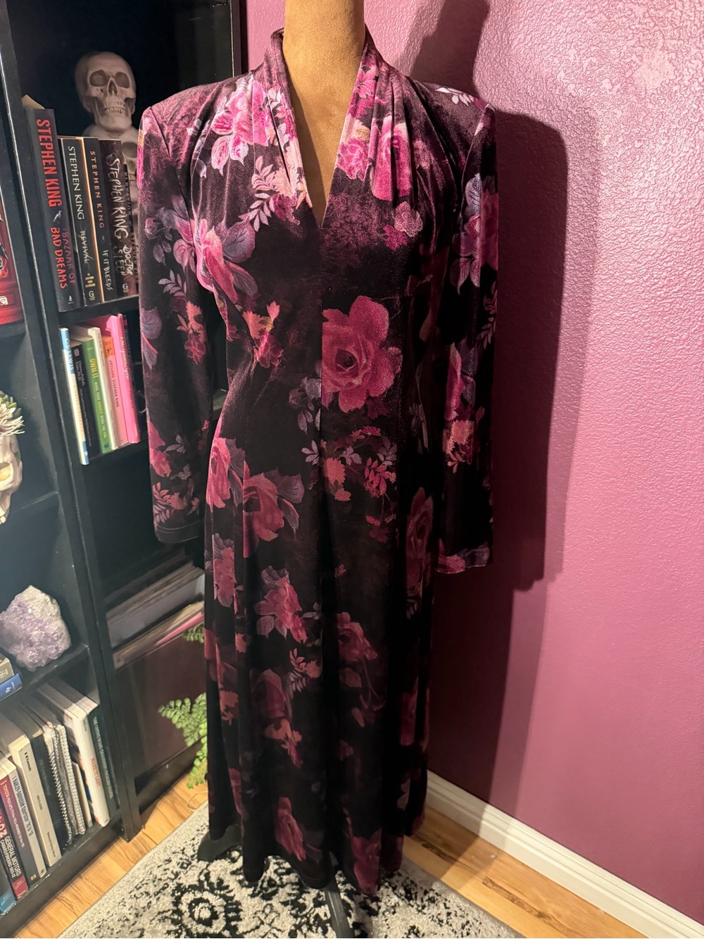 Coldwater Creek Floral Velvet Dress - Dark Romance